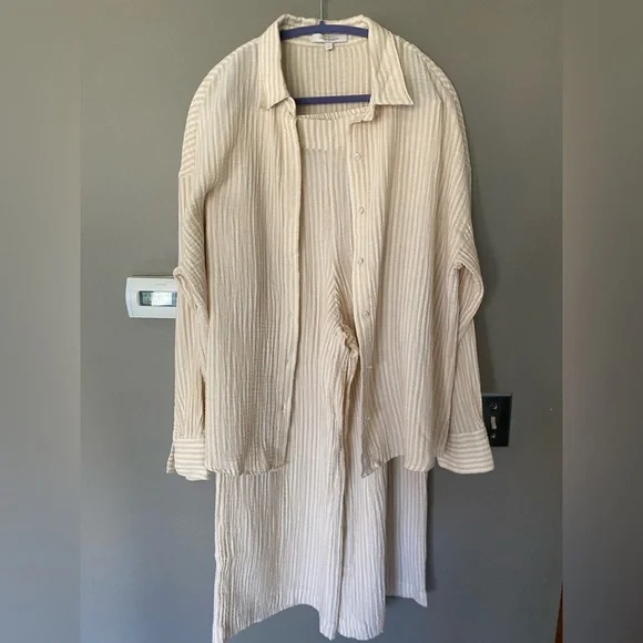 FAVORITE DAUGHTER Matching Set Ex Boyfriend Shirt & The Beach Walk Pant Size L - Picture 15 of 16